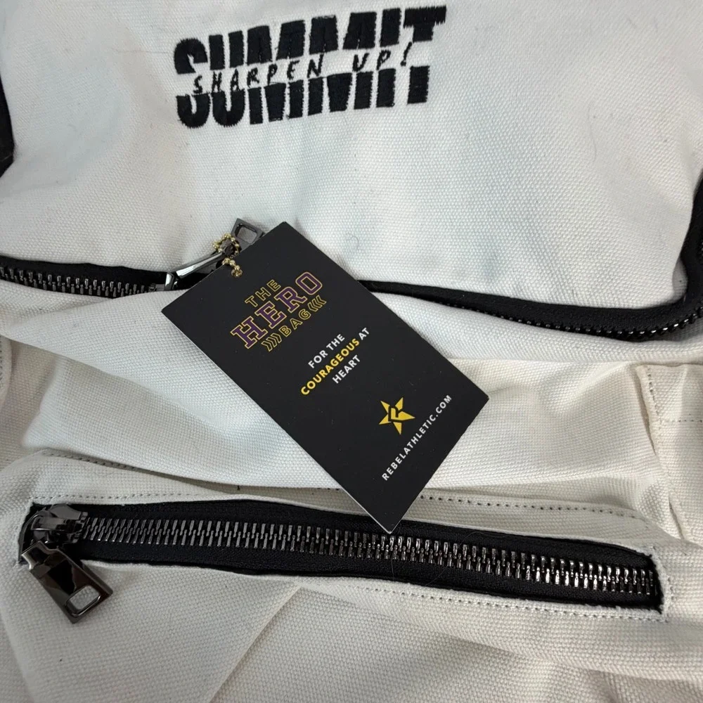 Rebel Athletic The Hero Bag Summit Sharpen Up White Canvas Backpack NWT